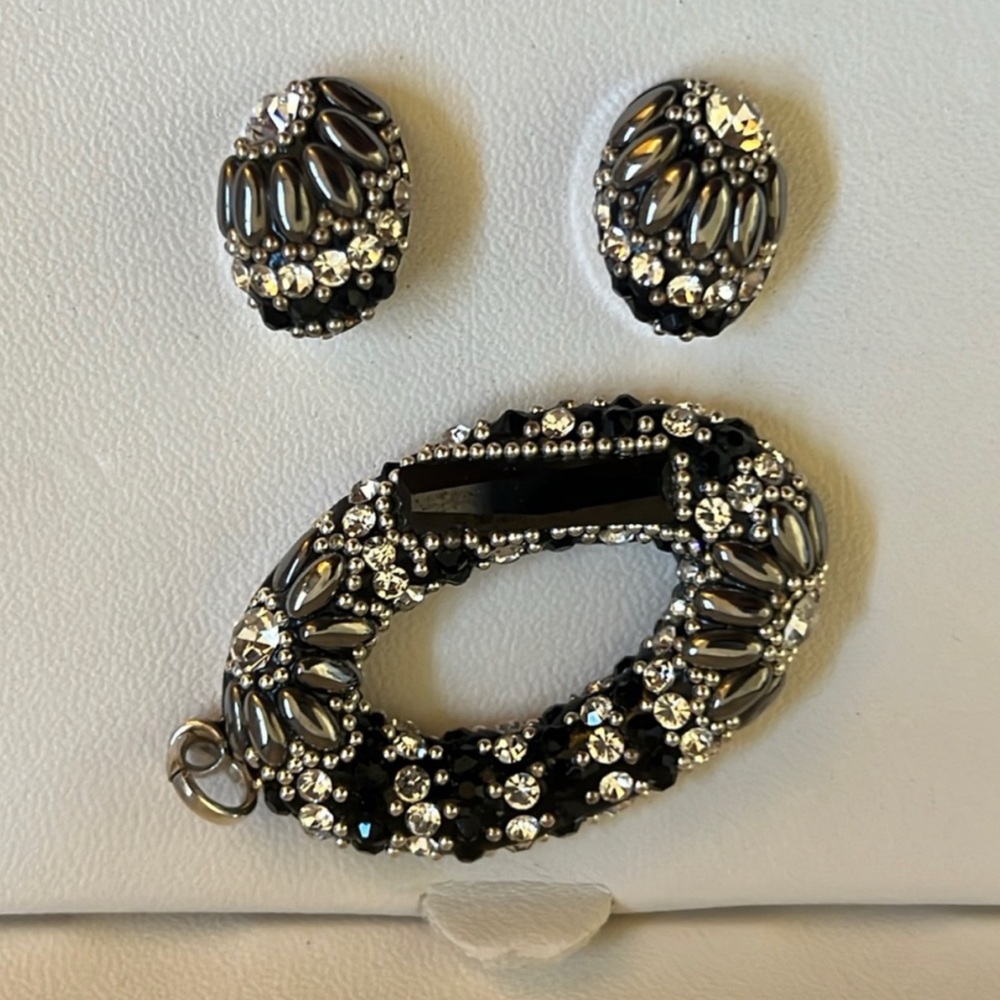 🖤Sterling Silver Rhinestone Earrings & Charm